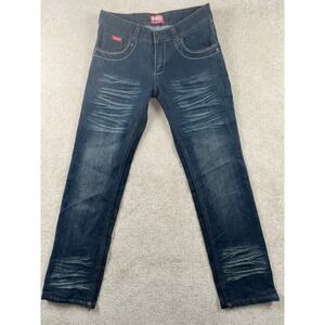 Levi's 518 Jeans Womens 27x27 Dark Blue Whiskering Denim Straight Leg Mid Rise‎